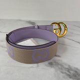 GUCCI Marmont Jumbo GG Canvas Belt In Beige/Lapis Size 75/30