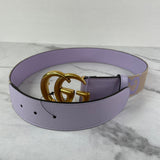 GUCCI Marmont Jumbo GG Canvas Belt In Beige/Lapis Size 75/30