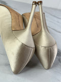 MANOLO BLAHNIK HANGISI Champagne Satin Jewel Buckle Pumps Size 35.5