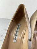 MANOLO BLAHNIK HANGISI Champagne Satin Jewel Buckle Pumps Size 35.5