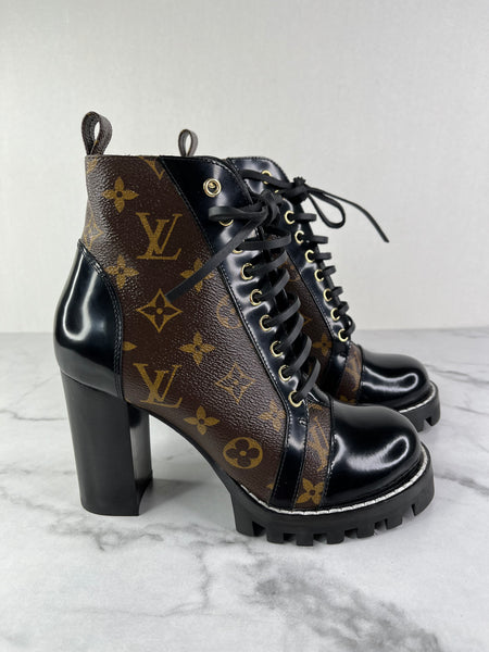 LOUIS VUITTON Monogram Star Trail Ankle Boots Size 37
