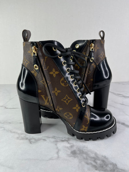 LOUIS VUITTON Monogram Star Trail Ankle Boots Size 37