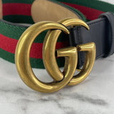 GUCCI Red/Green Web Canvas GG Marmont Belt Size 80/32