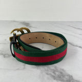 GUCCI Red/Green Web Canvas GG Marmont Belt Size 80/32