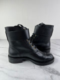 LOUIS VUITTON Black Calfskin Wonderland Flat Ranger Boots Size 36.5