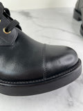 LOUIS VUITTON Black Calfskin Wonderland Flat Ranger Boots Size 36.5
