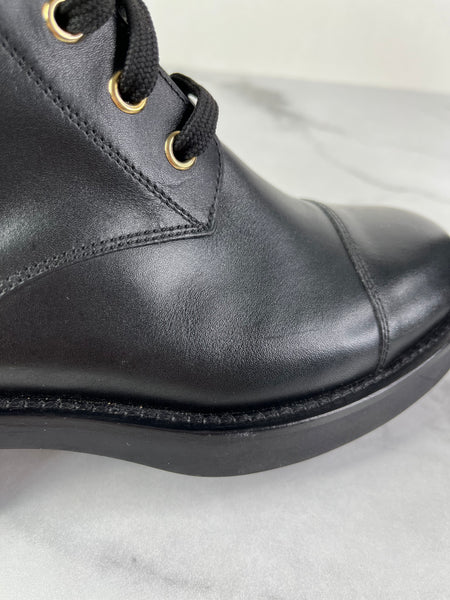 LOUIS VUITTON Black Calfskin Wonderland Flat Ranger Boots Size 36.5