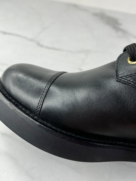 LOUIS VUITTON Black Calfskin Wonderland Flat Ranger Boots Size 36.5