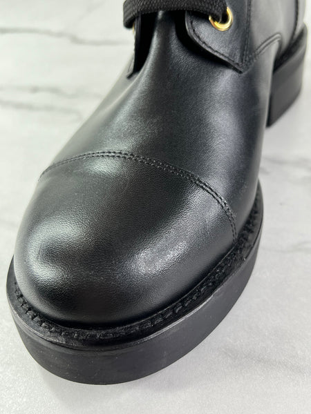 LOUIS VUITTON Black Calfskin Wonderland Flat Ranger Boots Size 36.5