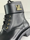LOUIS VUITTON Black Calfskin Wonderland Flat Ranger Boots Size 36.5