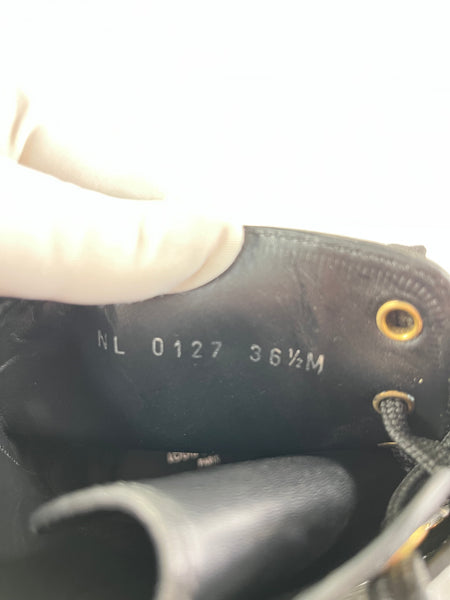 LOUIS VUITTON Black Calfskin Wonderland Flat Ranger Boots Size 36.5