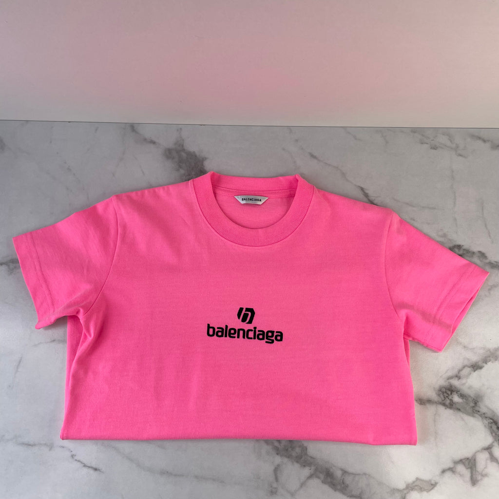 Balenciaga - Pink Cotton Logo T-Shirt