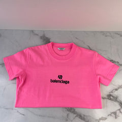 【Balenciaga】 正規品★ Large Fit Logo T-Shirt Pink XS Balenciaga Oversized Embroidered Logo-Print Cotton-Jersey T