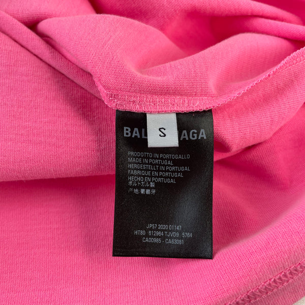 Balenciaga Women’s Bubble Gum Pink Logo Cotton T-Shirt Size Small