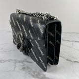 GUCCI X BALENCIAGA Black Calfskin Logo Print Small Dionysus Shoulder Bag