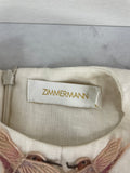 Zimmermann Linen The Dancer Hummingbird Mini Dress in Alabaster Garden Floral Size 0 (XS or US 2/4)
