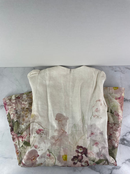 Zimmermann Linen The Dancer Hummingbird Mini Dress in Alabaster Garden Floral Size 0 (XS or US 2/4)