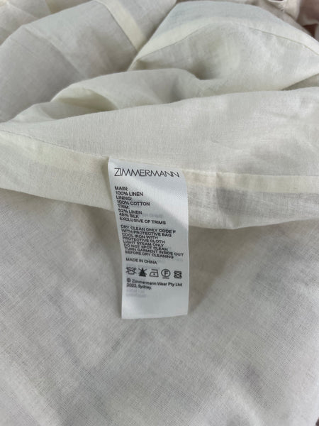 Zimmermann Linen The Dancer Hummingbird Mini Dress in Alabaster Garden Floral Size 0 (XS or US 2/4)