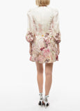 Zimmermann Linen The Dancer Hummingbird Mini Dress in Alabaster Garden Floral Size 0 (XS or US 2/4)