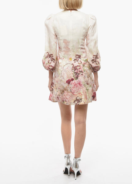 Zimmermann Linen The Dancer Hummingbird Mini Dress in Alabaster Garden Floral Size 0 (XS or US 2/4)