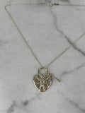 TIFFANY Sterling Silver Filigree Heart Key Pendant Necklace