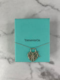 TIFFANY Sterling Silver Filigree Heart Key Pendant Necklace