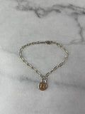 TIFFANY Sterling Silver 18k Rose Gold Round Lock Bracelet