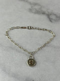 TIFFANY Sterling Silver 18k Rose Gold Round Lock Bracelet