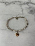 Tiffany Heart Tag Bead Bracelet in Sterling Silver and Rose Gold 4 mm
