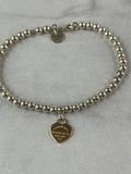 Tiffany Heart Tag Bead Bracelet in Sterling Silver and Rose Gold 4 mm