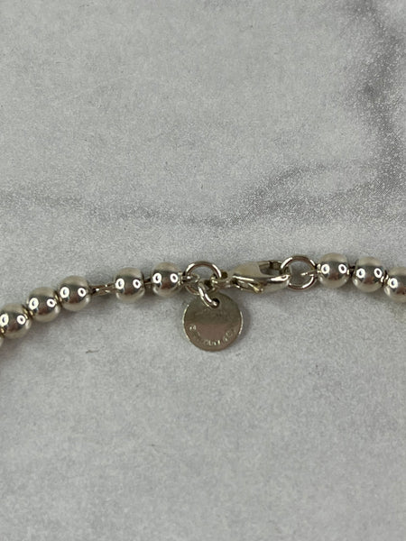 Tiffany Heart Tag Bead Bracelet in Sterling Silver and Rose Gold 4 mm