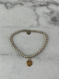 Tiffany Heart Tag Bead Bracelet in Sterling Silver and Rose Gold 4 mm