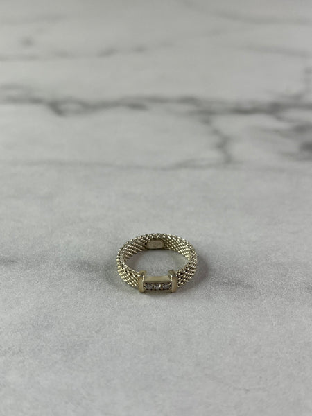Tiffany Sterling Silver Diamond Narrow Somerset Ring Size 4