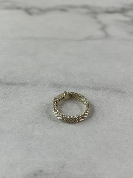 Tiffany Sterling Silver Diamond Narrow Somerset Ring Size 4