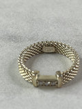 Tiffany Sterling Silver Diamond Narrow Somerset Ring Size 4