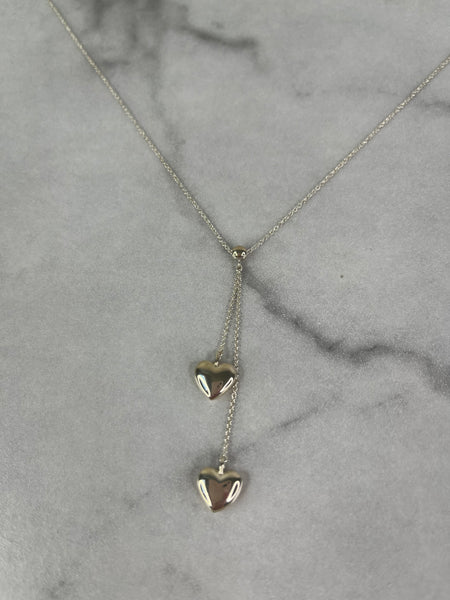 Tiffany Double Heart Pendant Necklace in sterling silver