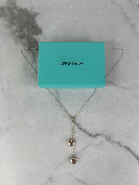 Tiffany Double Heart Pendant Necklace in sterling silver