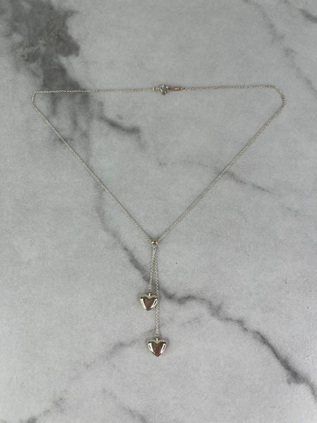 Tiffany Double Heart Pendant Necklace in sterling silver
