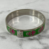 Alexander McQueen Green/Pink Enamel Skull Bangle Bracelet