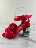 CHRISTIAN LOUBOUTIN Brio 85 satin floral heeled sandals Size 35