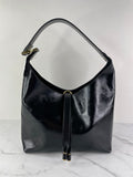 Chloé Black Shiny Calfskin Marcie Small Leather Hobo Shoulder Bag