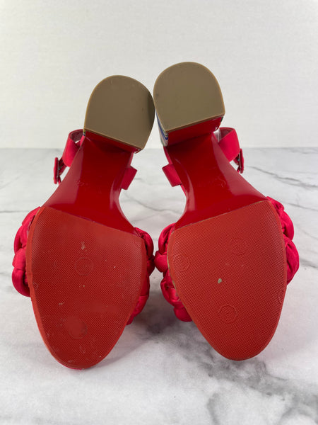 CHRISTIAN LOUBOUTIN Brio 85 satin floral heeled sandals Size 35