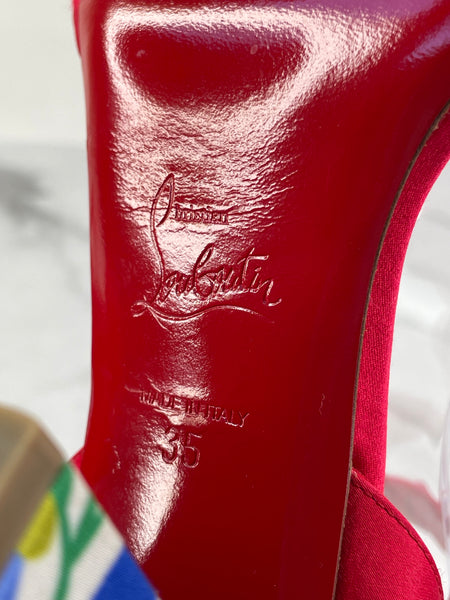 CHRISTIAN LOUBOUTIN Brio 85 satin floral heeled sandals Size 35