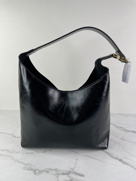 Chloé Black Shiny Calfskin Marcie Small Leather Hobo Shoulder Bag