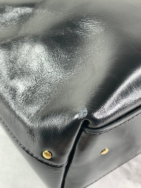 Chloé Black Shiny Calfskin Marcie Small Leather Hobo Shoulder Bag