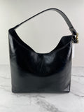 Chloé Black Shiny Calfskin Marcie Small Leather Hobo Shoulder Bag