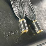 Chloé Black Shiny Calfskin Marcie Small Leather Hobo Shoulder Bag