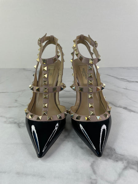 Valentino Black/Poudre Patent Rockstud Pumps Size 35.5