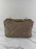 Valentino Clay (Taupe) Nappa Patchwork Roman Stud Shoulder/Crossbody Bag
