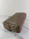 Valentino Clay (Taupe) Nappa Patchwork Roman Stud Shoulder/Crossbody Bag